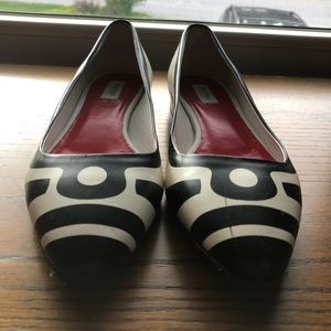 Max Mara Black and White Italian Leather Shoes